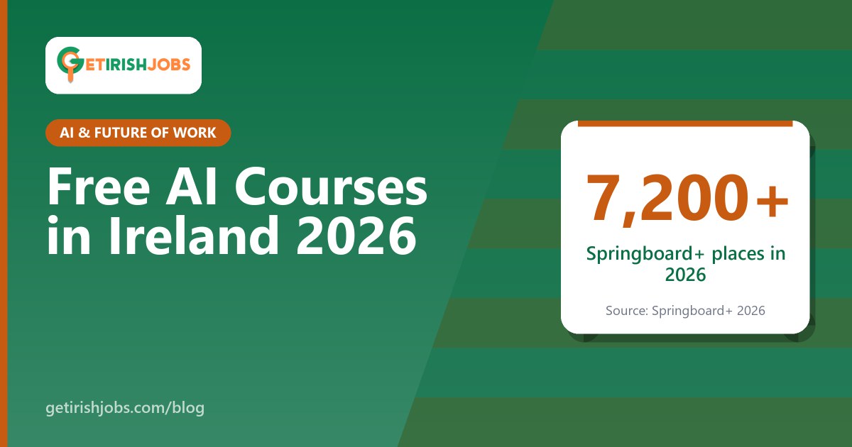 Adult learner in Ireland taking a free AI course on a laptop